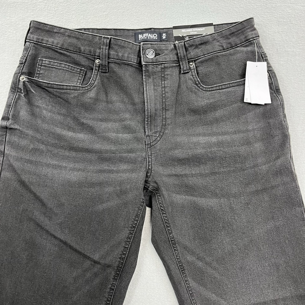 Buffalo David Bitton Jeans Mens 34x30 Black Denim Pants Relaxed Straight Driven - Picture 2 of 15